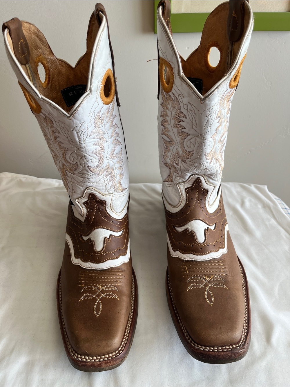 Reyme Brown and White Men’s Western Cowboy Boots